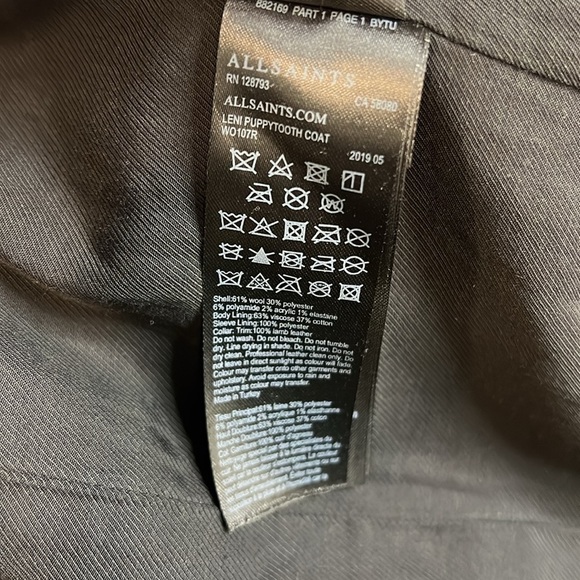 All Saints Leni Puppytooth Coat Size 4US - Picture 12 of 12